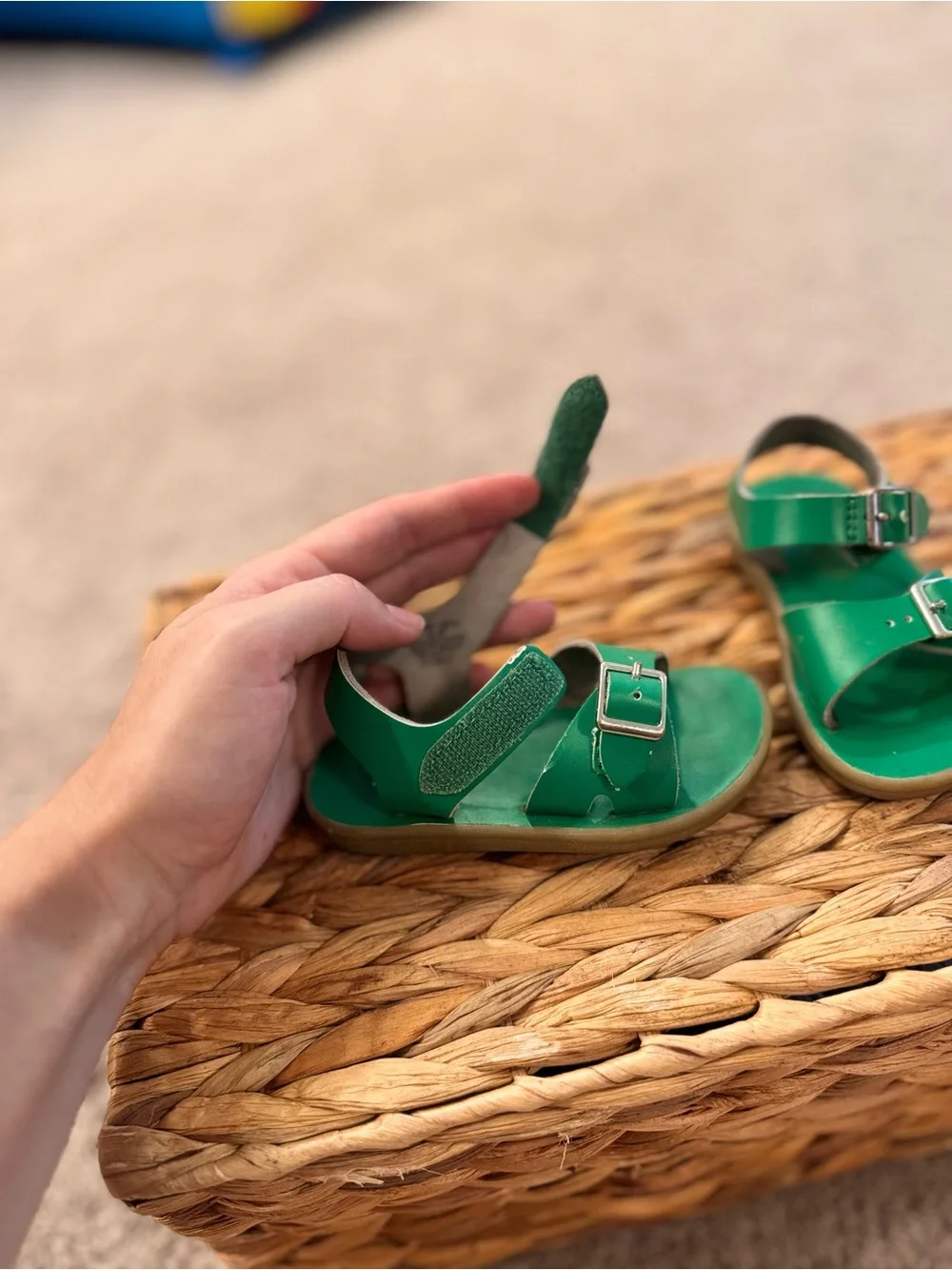 Footmates Adjustable Green Double-Buckle Sandals